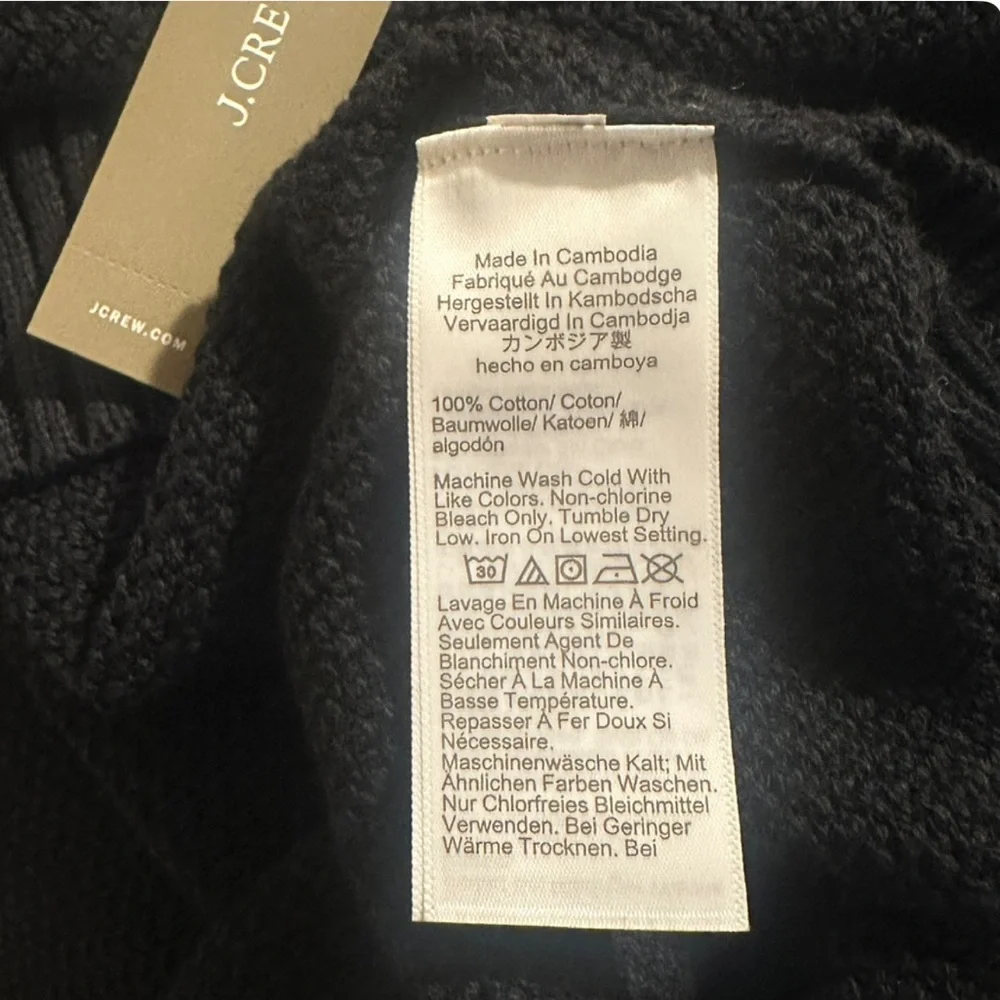 J. Crew Black Basket-Stitch Crewneck Sweater Size Men’s Large (NWT)